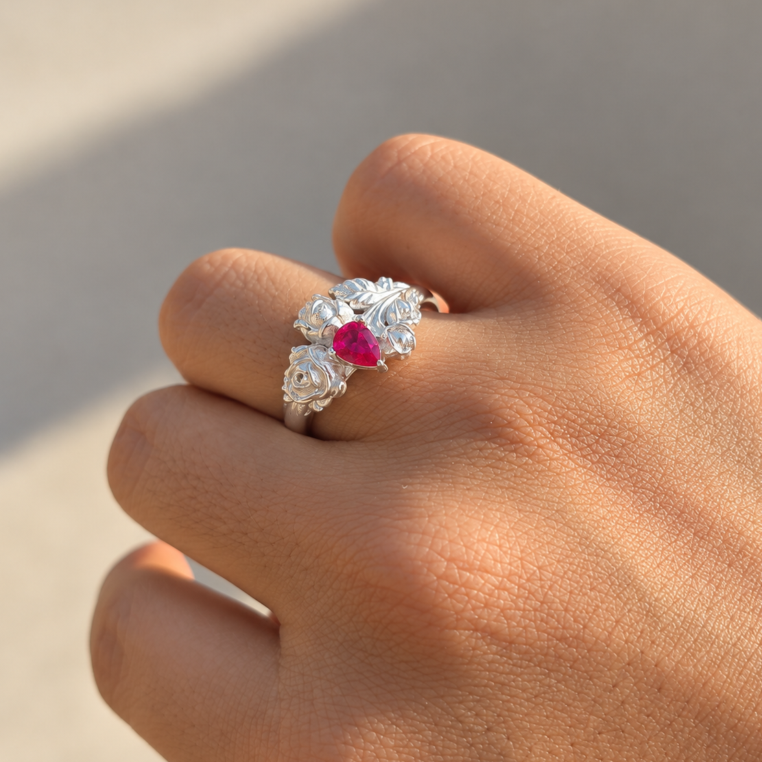 Anillo rosas Plata 950 y Oro 18k | Hecho a Mano | Luya Joyería