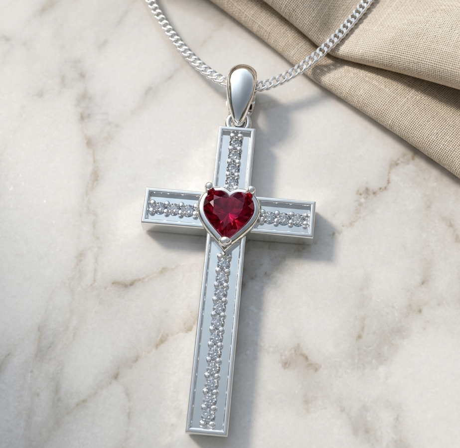 Heart Cross Necklace