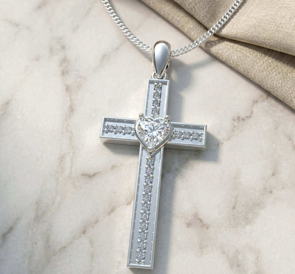 Heart Cross Necklace