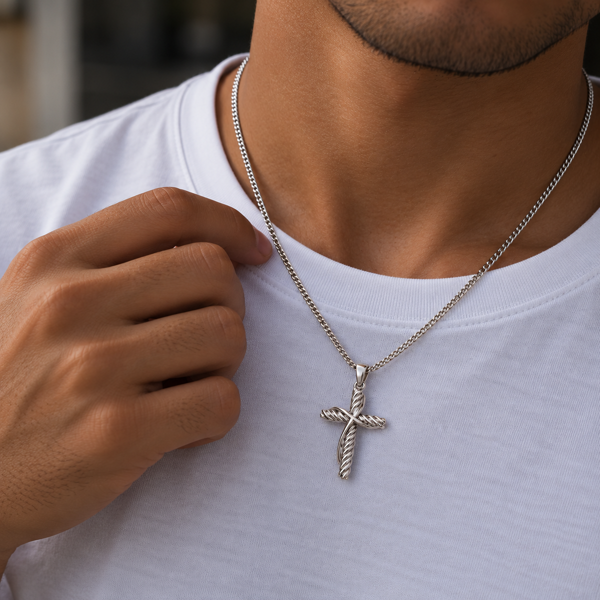 Divine Cross Necklace in 950 Silver | Designer Jewelry - Luya