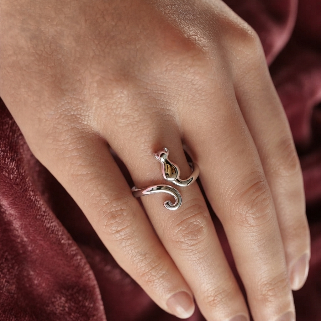 Anillo de gato en Plata 950 - Luya Joyeria
