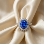 Anillo Lady Di con piedra central en plata 950