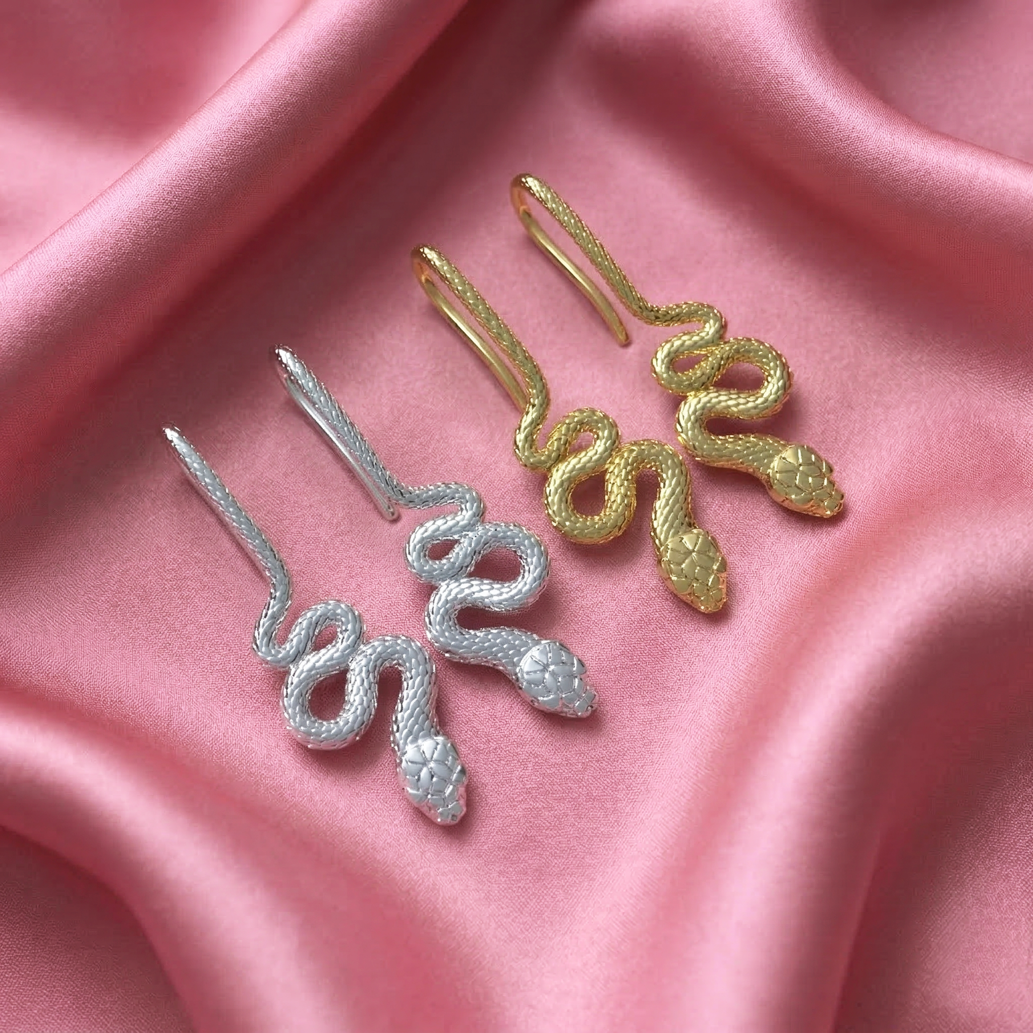 Aretes de Serpiente Plata 950 | Hecho a Mano | Luya Joyería