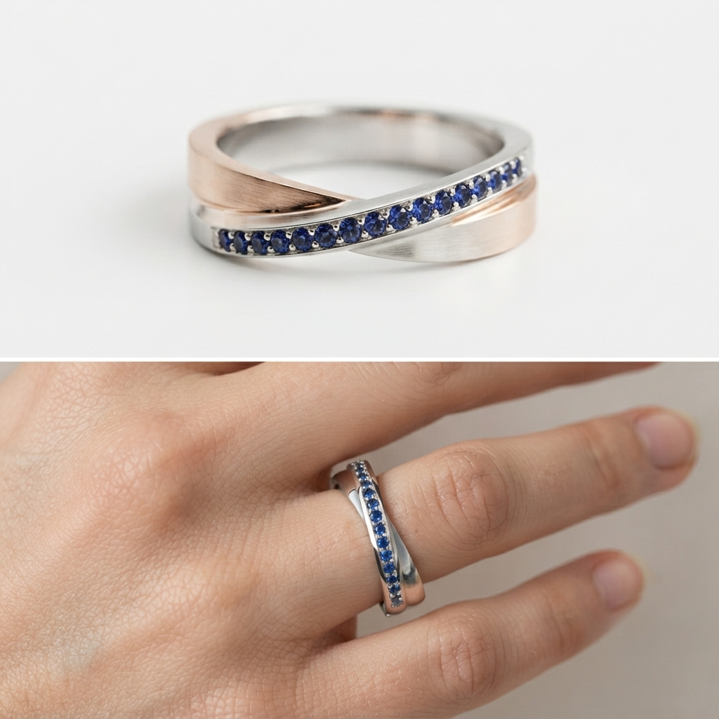 Anillo entrelazado en plata 950 - Luya Joyeria