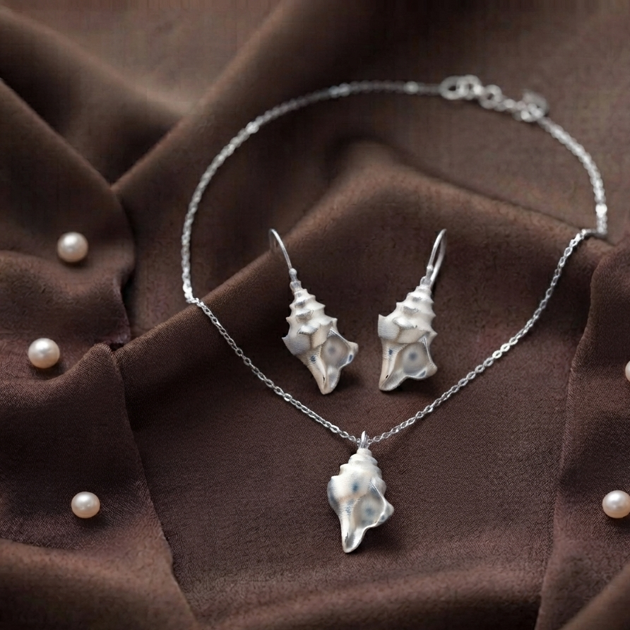 Set de collar y aretes de concha | Joyería de Autor - Luya