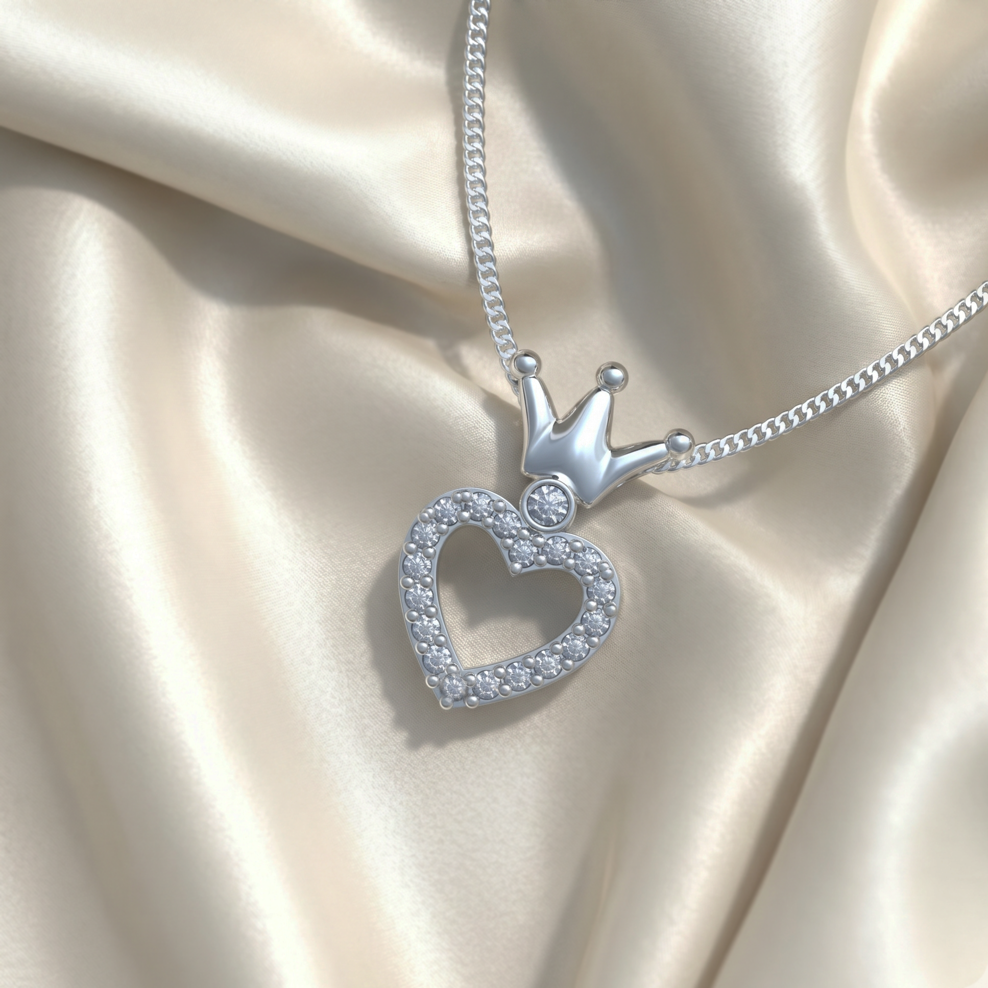 Crown and heart necklace
