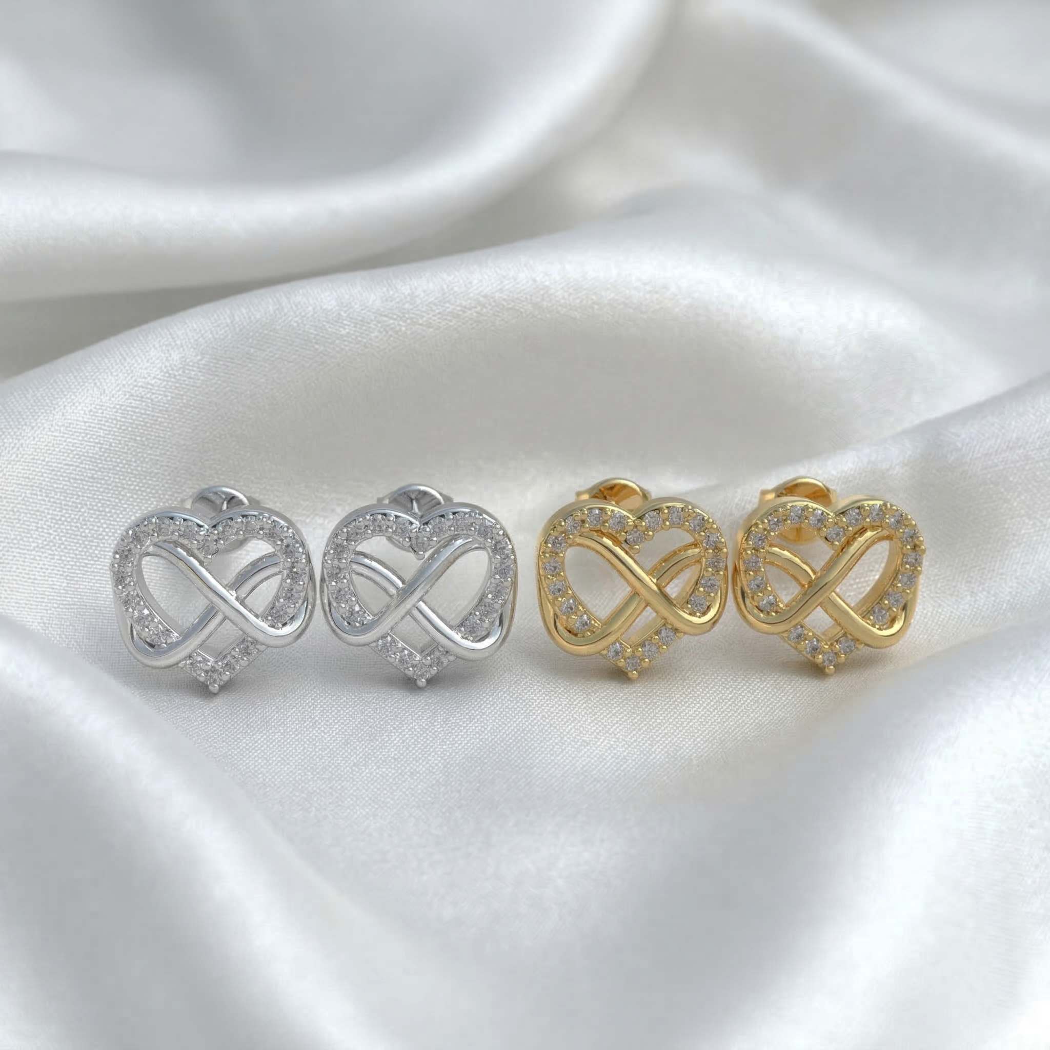 Aretes de Corazon Infinito Plata 950 | Hecho a Mano | Luya Joyería