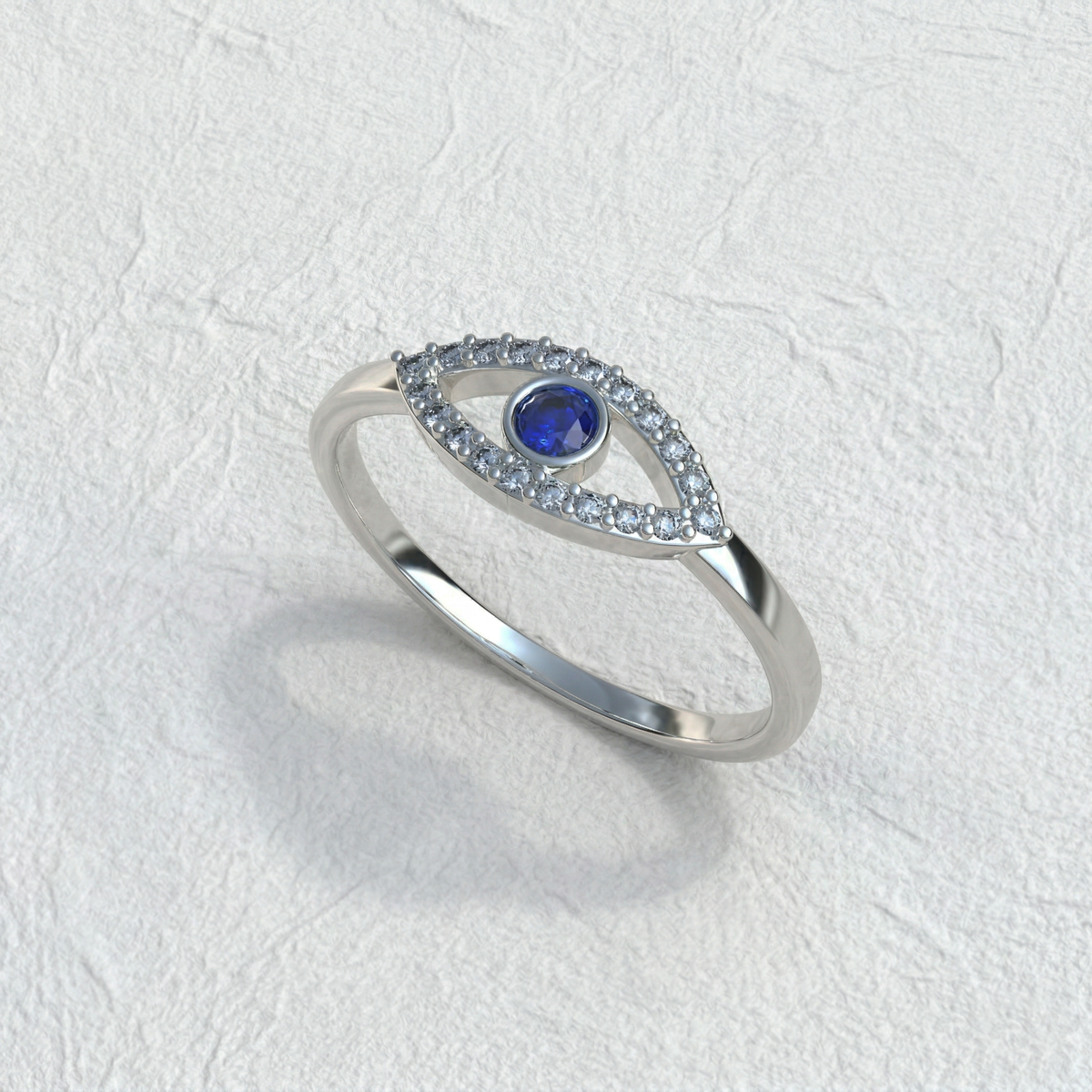 Anillo ojo turco en plata 950 y baño de oro 18k