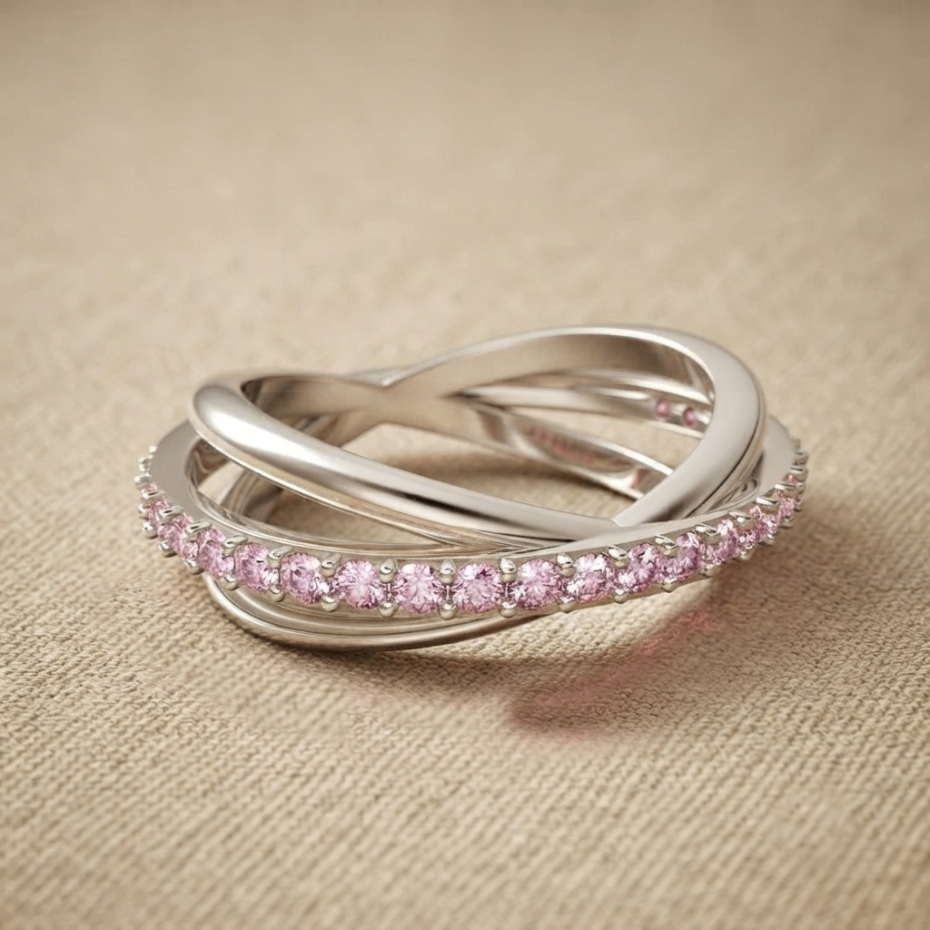 Three-band ring with circular cut