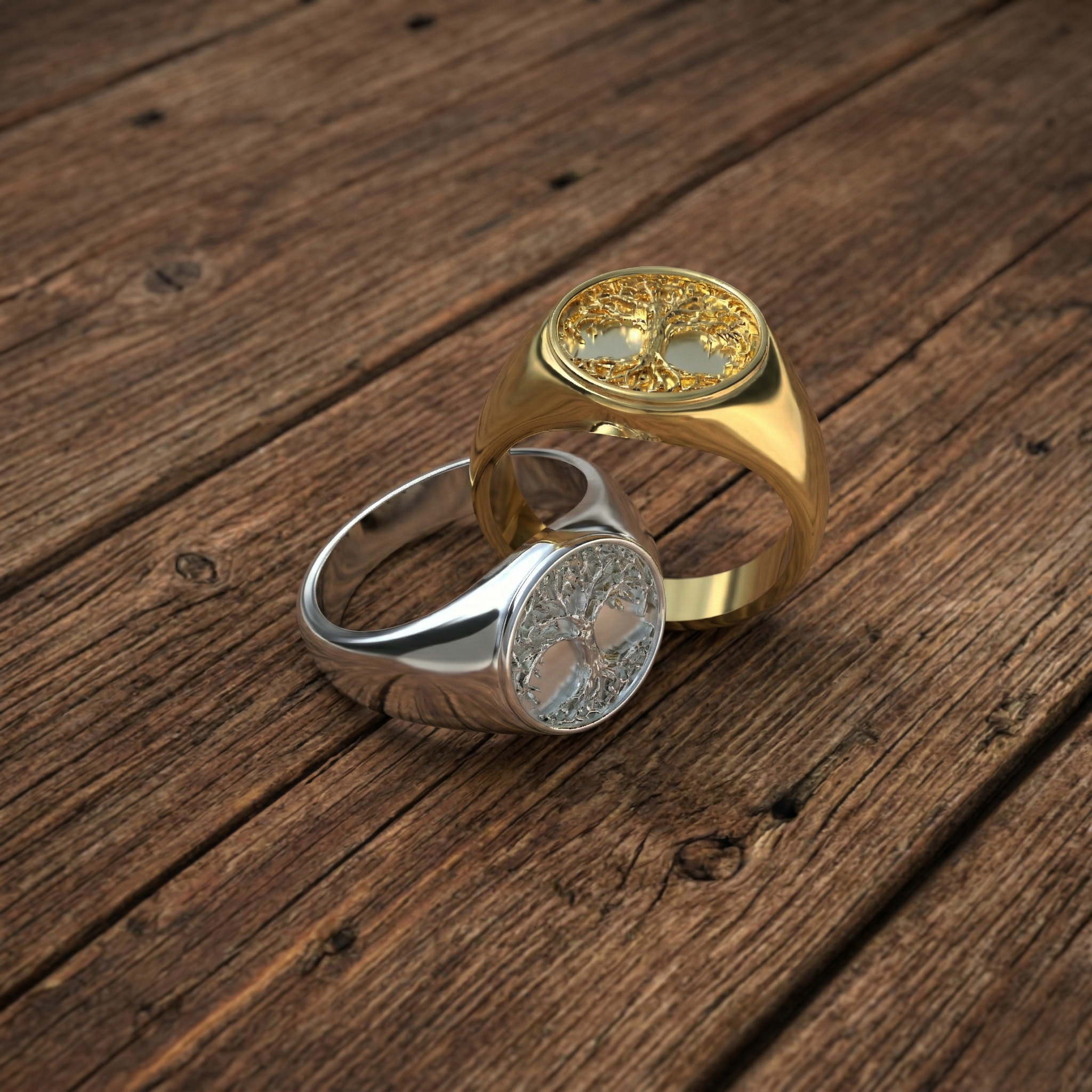 Anillo Árbol de la Vida bañado en Oro 24k sobre Plata 950, uso diario — Luya Joyería Perú