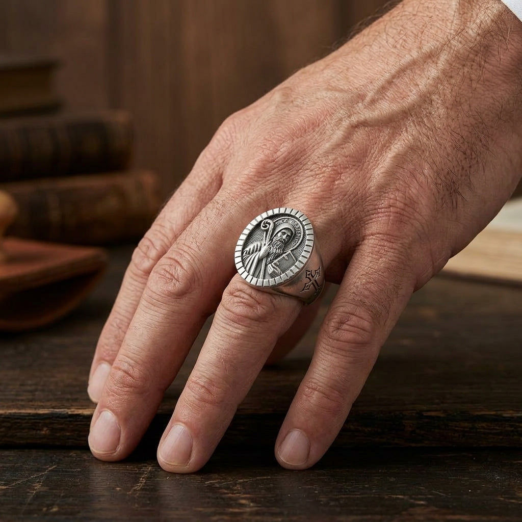 Anillo San Benito Plata 950| Luya Joyería