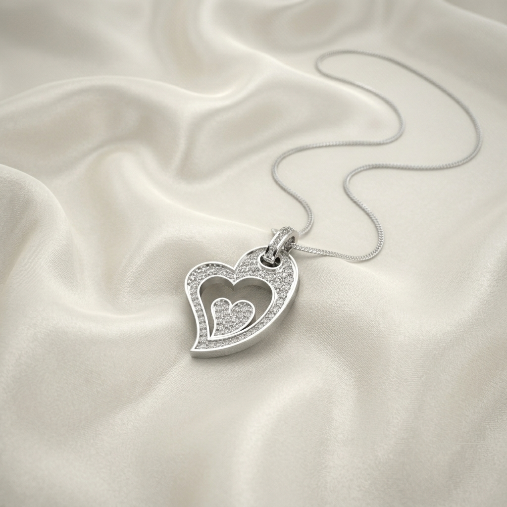 Heart-shaped necklace with circular cut