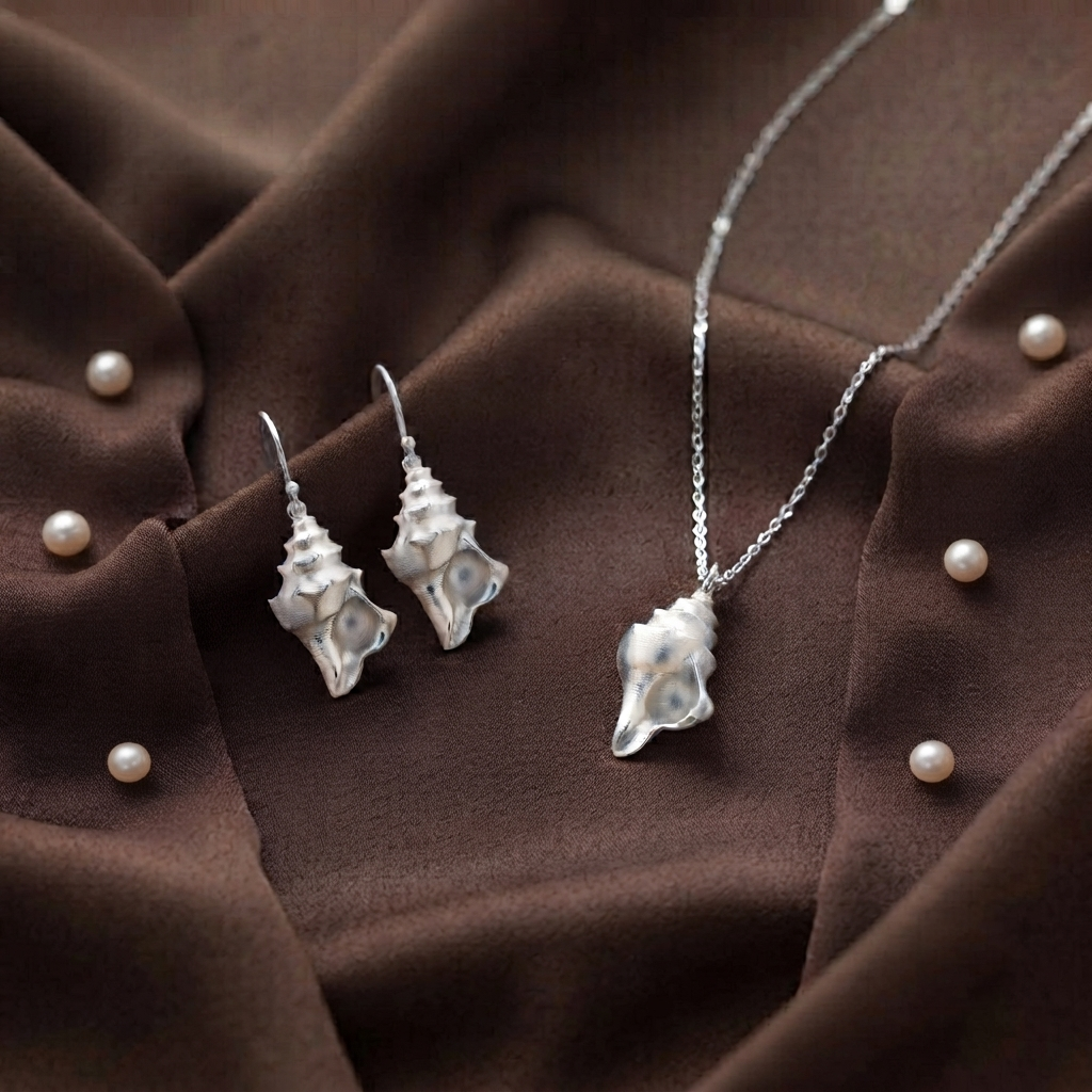 Set de collar y aretes de concha | Joyería de Autor - Luya