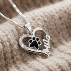 Dog Tag Collar with Paw Print and Personalized Name - 950 Silver