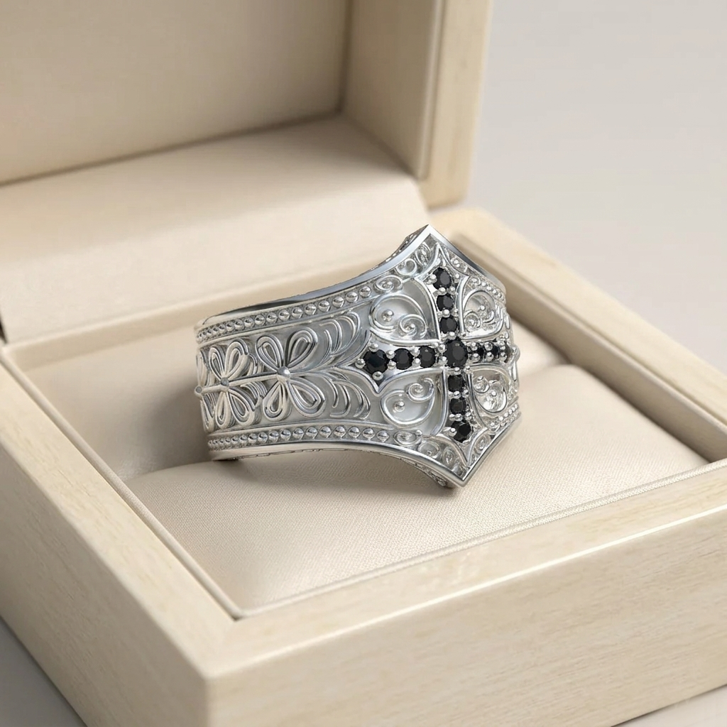 Anillo Cruz del Temple Plata 950 | Hecho a Mano | Luya Joyería