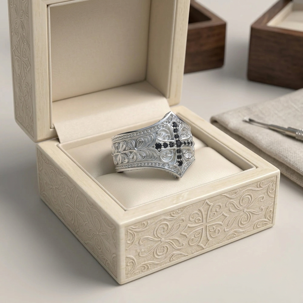 Anillo Cruz del Temple Plata 950 | Hecho a Mano | Luya Joyería