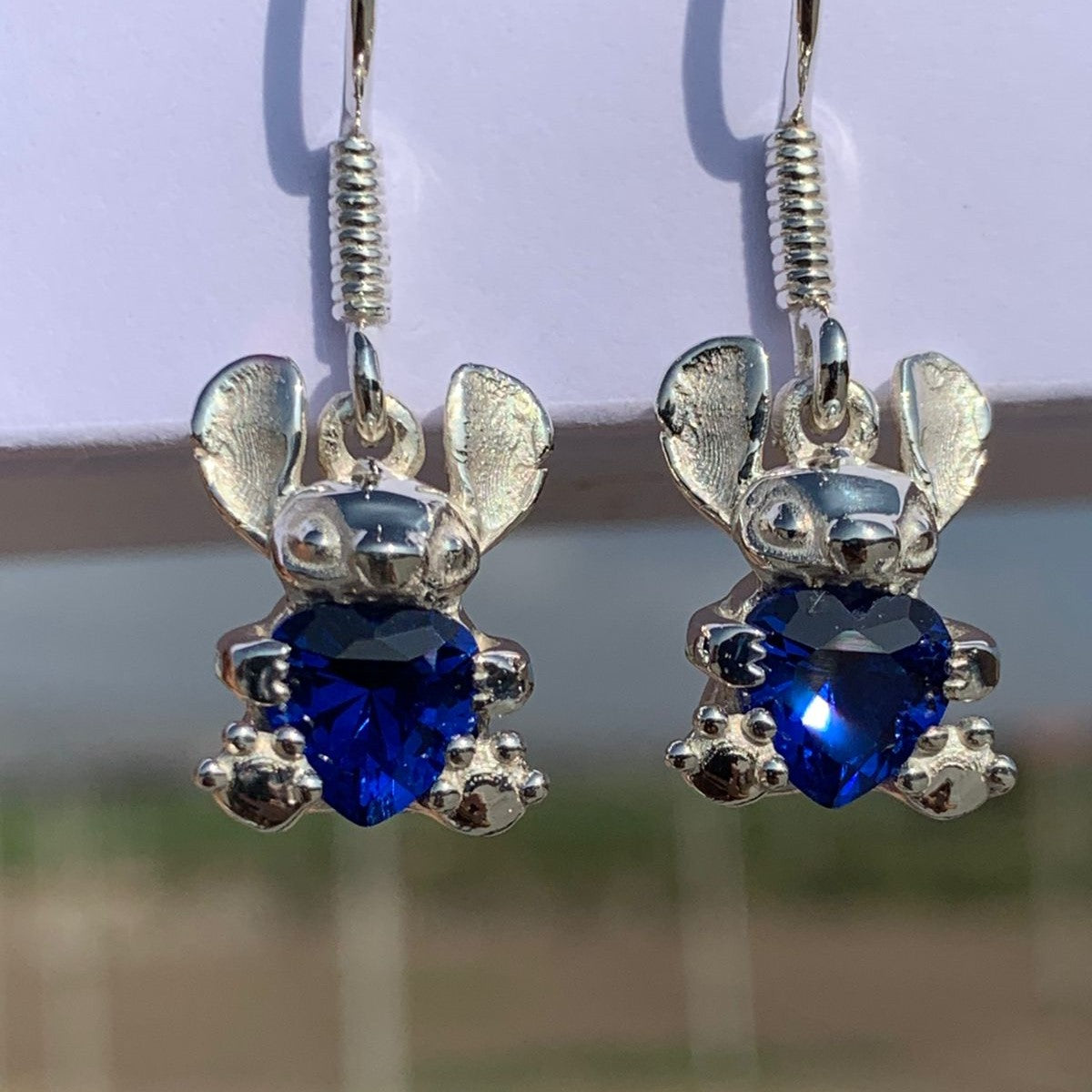 Aretes Stitch con piedra en plata 950