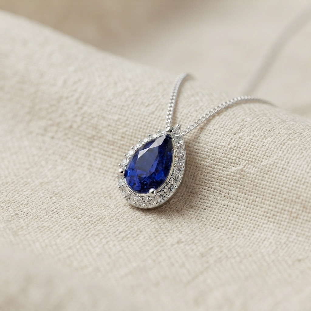 Necklace with teardrop-shaped stone