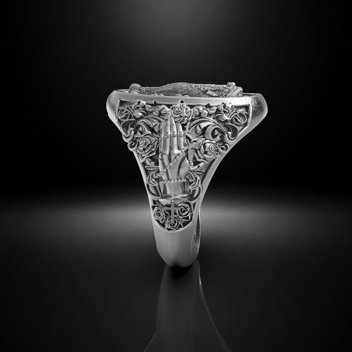 Anillo Nuestra Señora Aparecida en plata 950 y baño de oro 18k