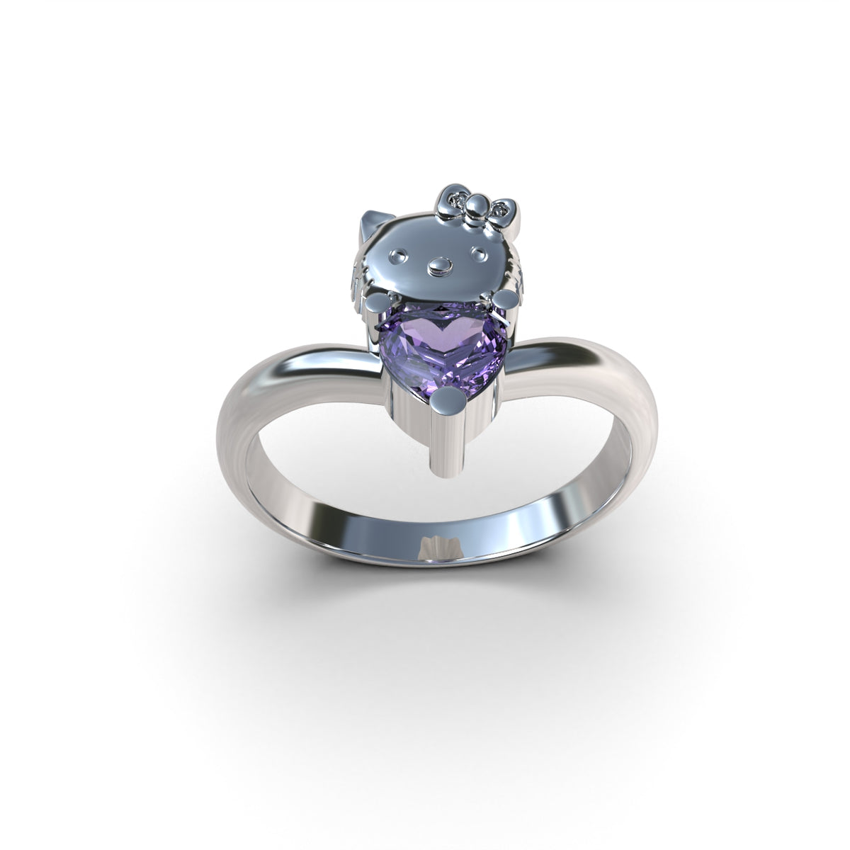 Anillo Hello Kitty con piedras en plata 950