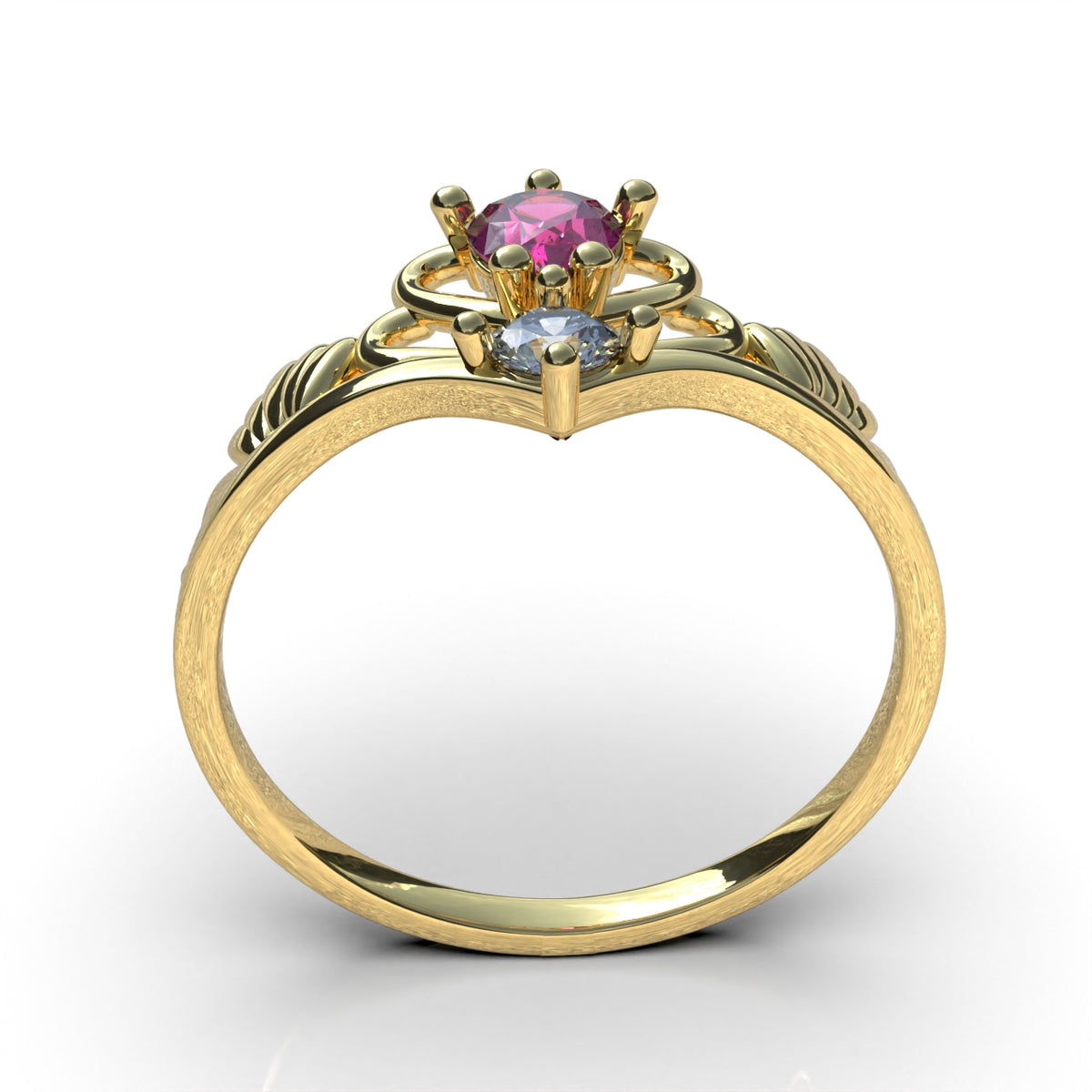 Anillo con piedra corte princesa en oro 18k sólido