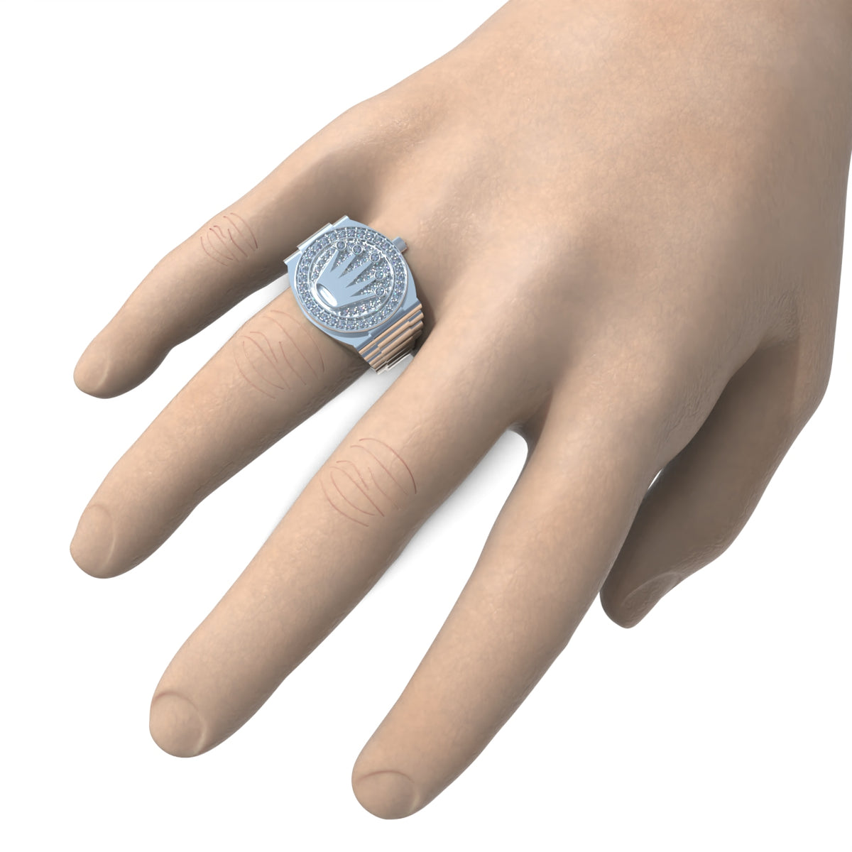 Anillo para hombre con piedras brillantes en plata 950 – Ice