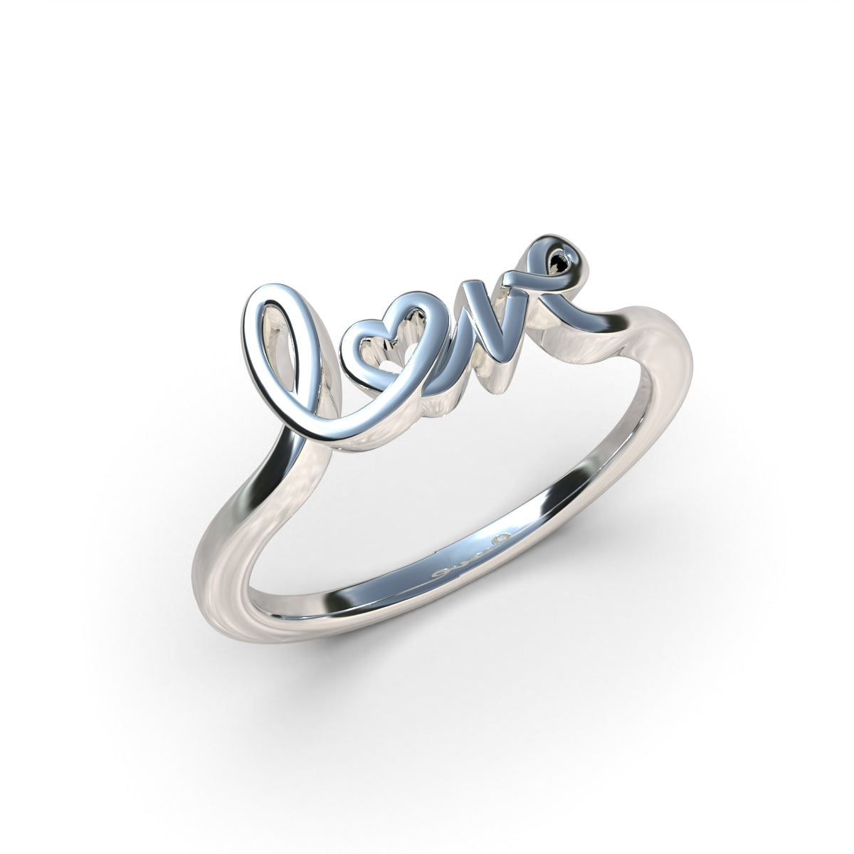 Anillo con letras de amor en plata 950