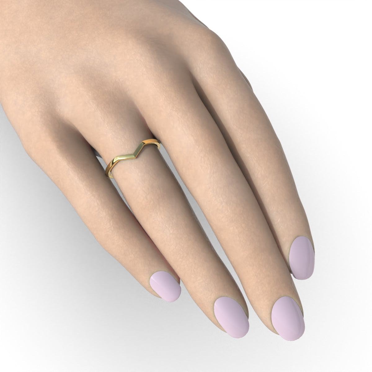 Anillo V con piedras en oro 18k sólido