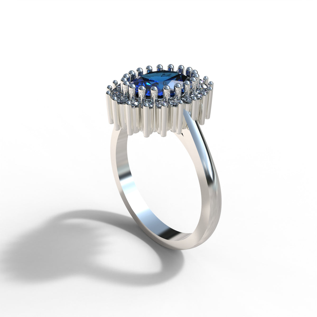 Anillo Lady Di con piedra central en plata 950