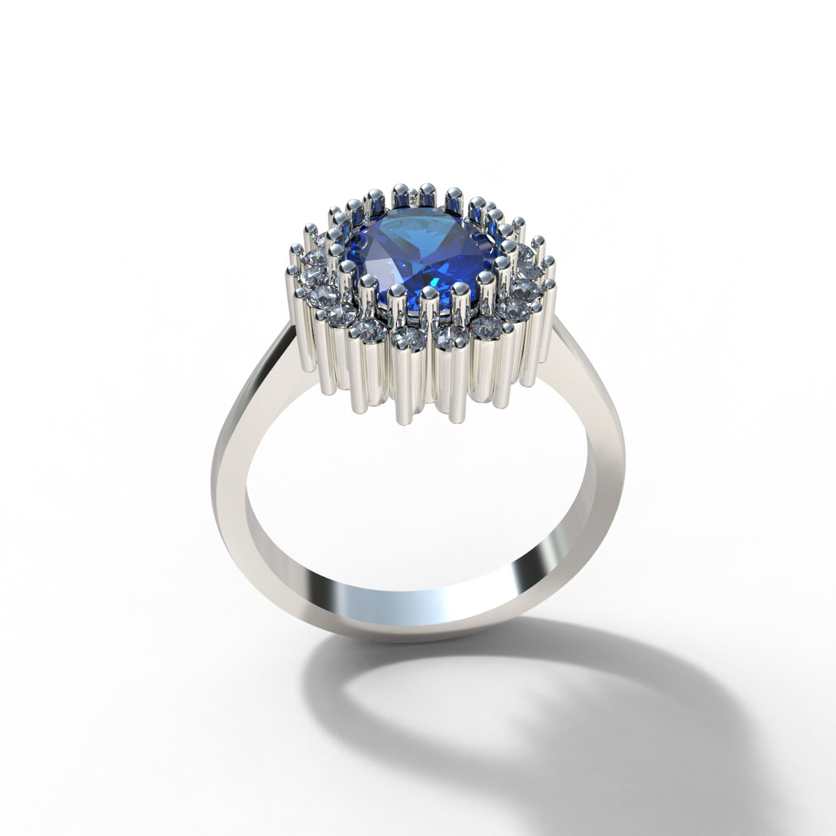 Anillo Lady Di con piedra central en plata 950