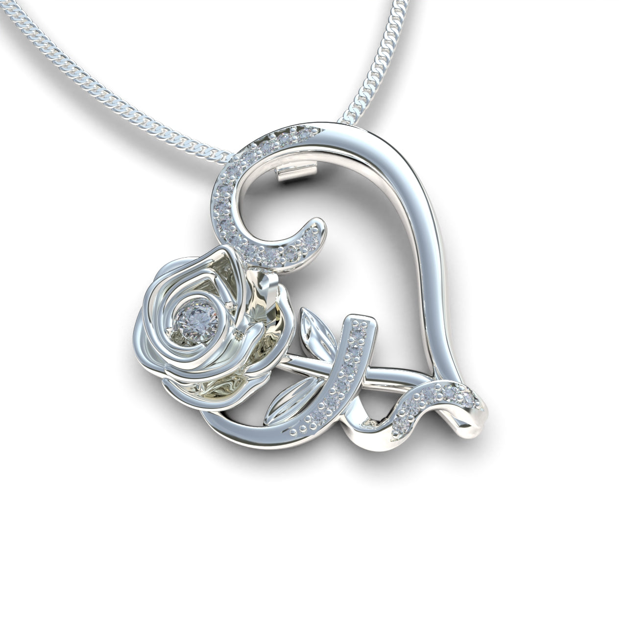 Heart Rose Necklace