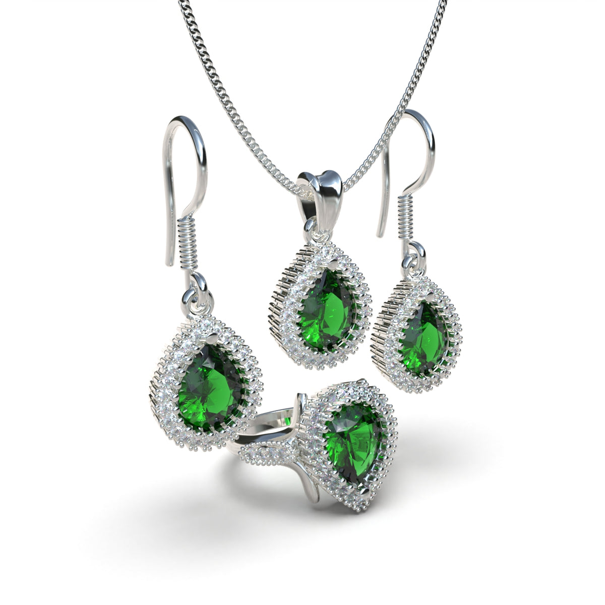 Set Sultana Hurrem en plata 950: collar, aretes y anillo