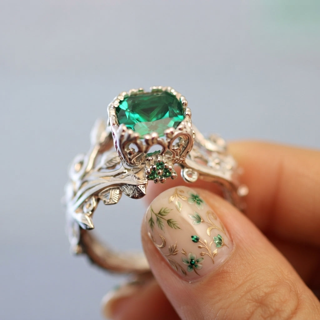 Anillo Naturaleza real Plata 950 | Hecho a Mano | Luya Joyería