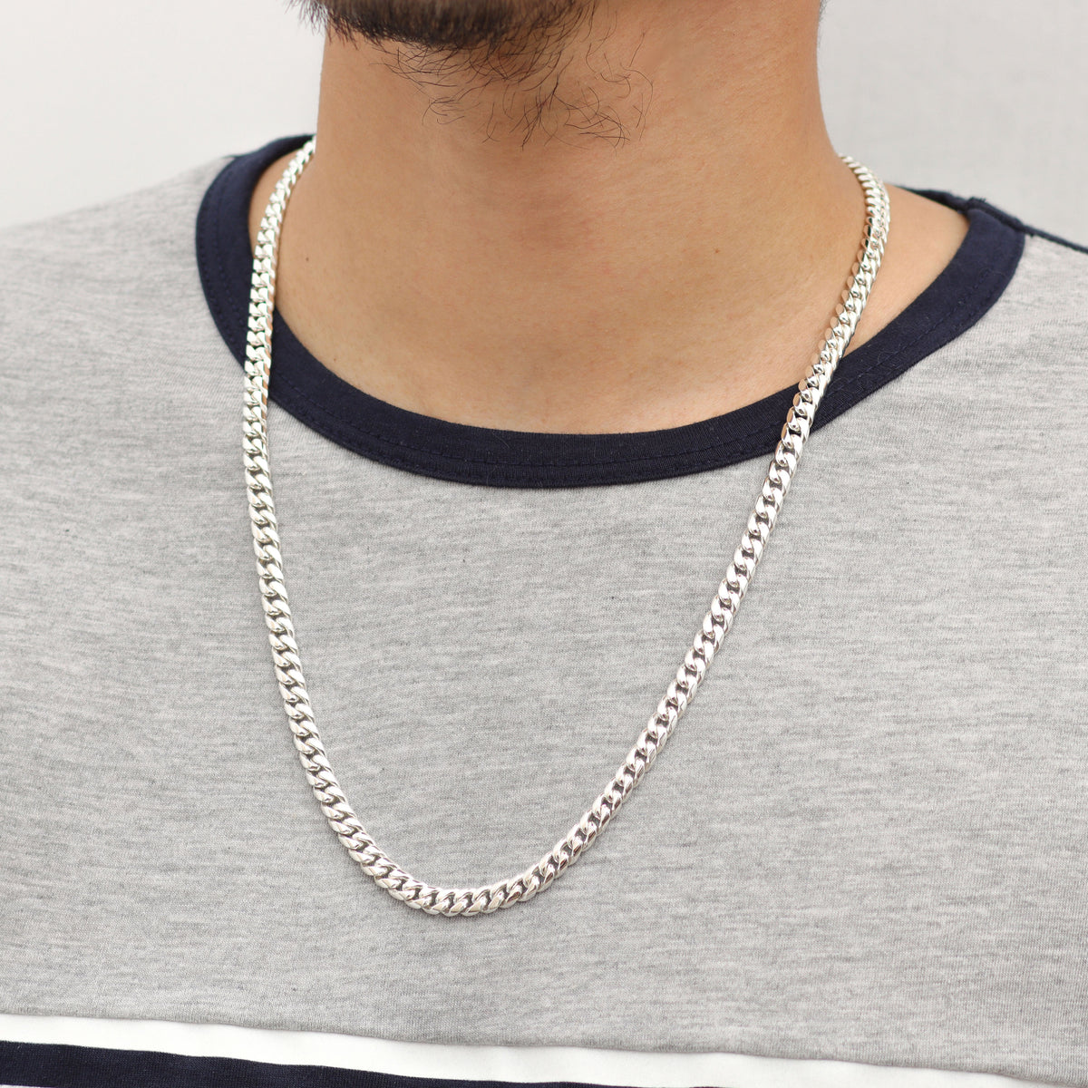 Cadena lomo de corvina de 70 g en plata 950 para hombre