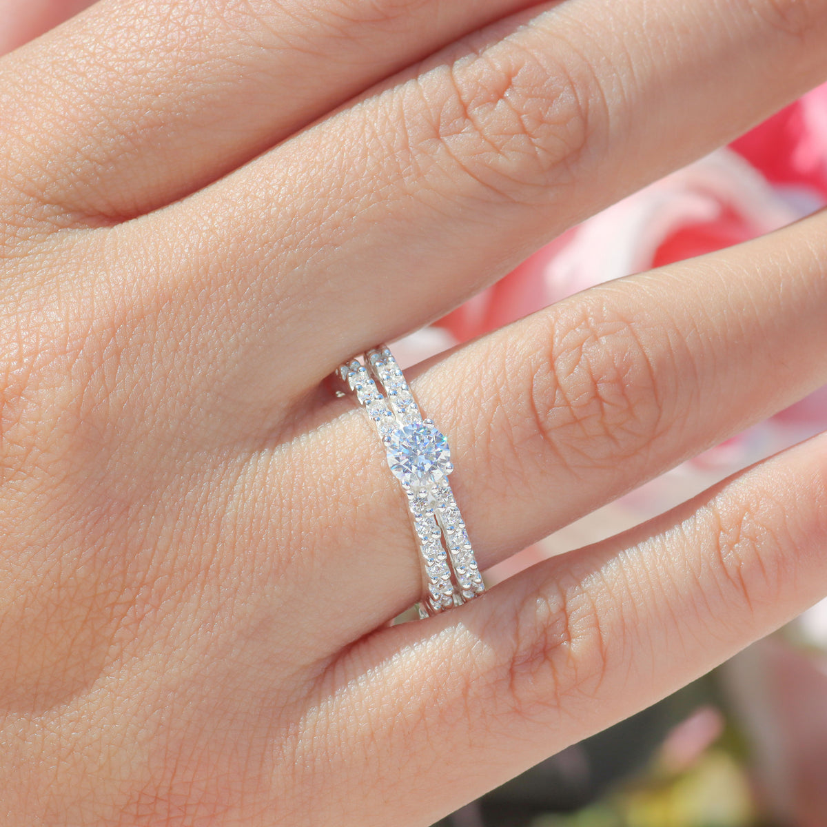 Anillo doble banda con piedras en plata 950