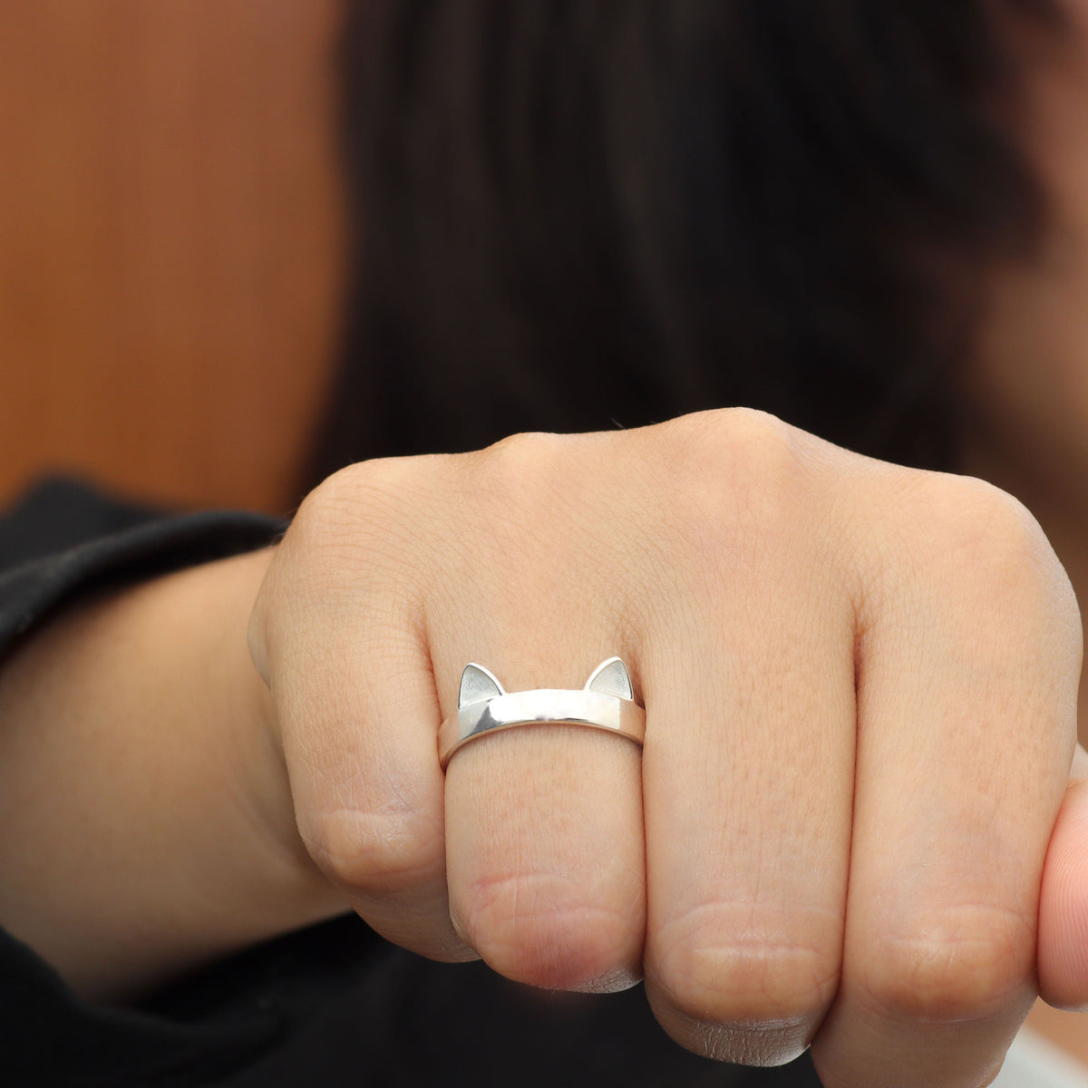 Anillo de gato en plata 950