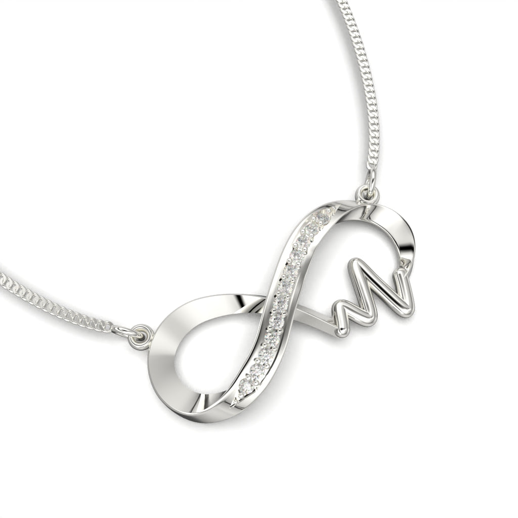 Infinity necklace and cardiogram with circular cut