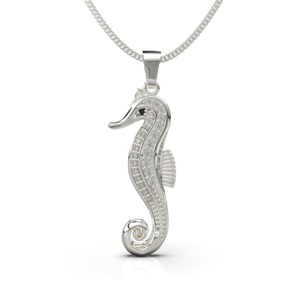 Seahorse necklace with circular cut
