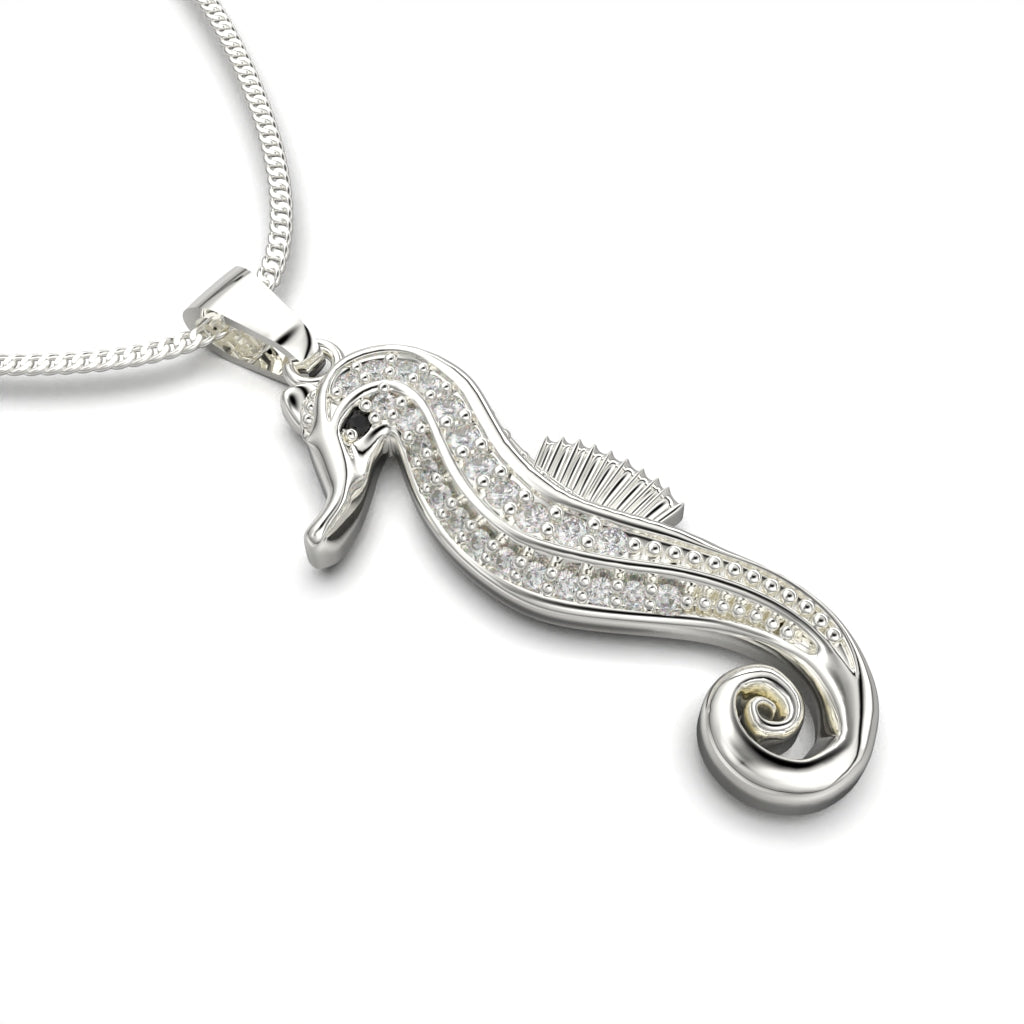Seahorse necklace with circular cut