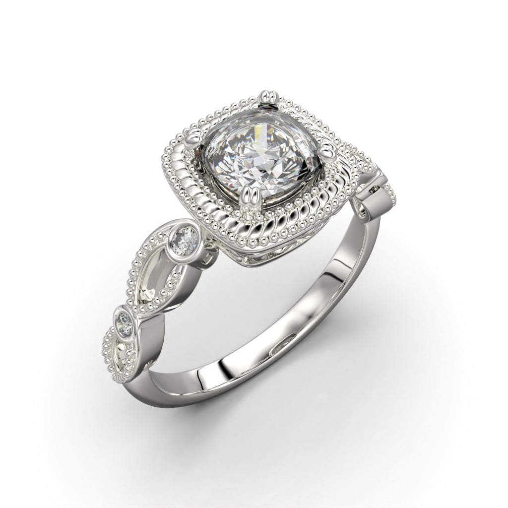 Cathedral ring with cushion cut