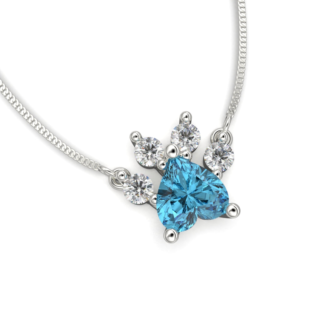 Paw print necklace with heart cut