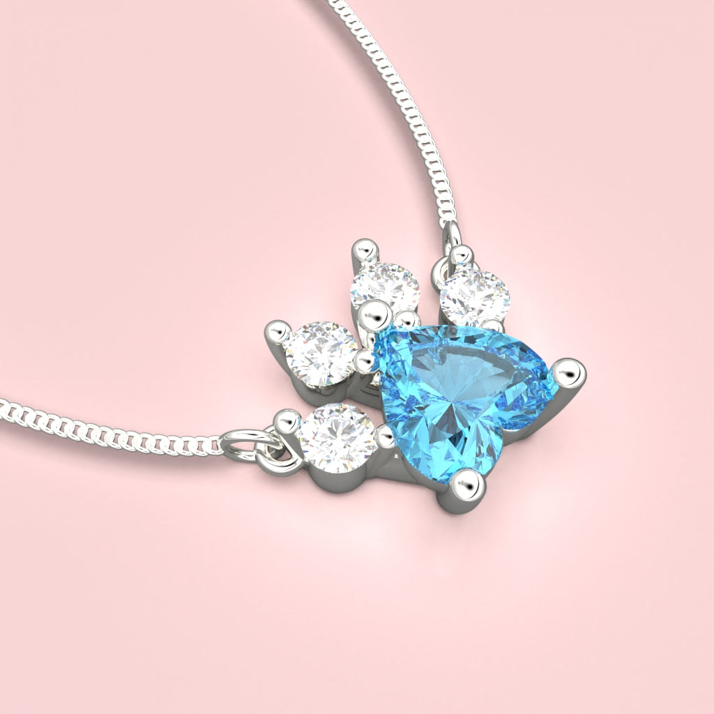 Paw print necklace with heart cut