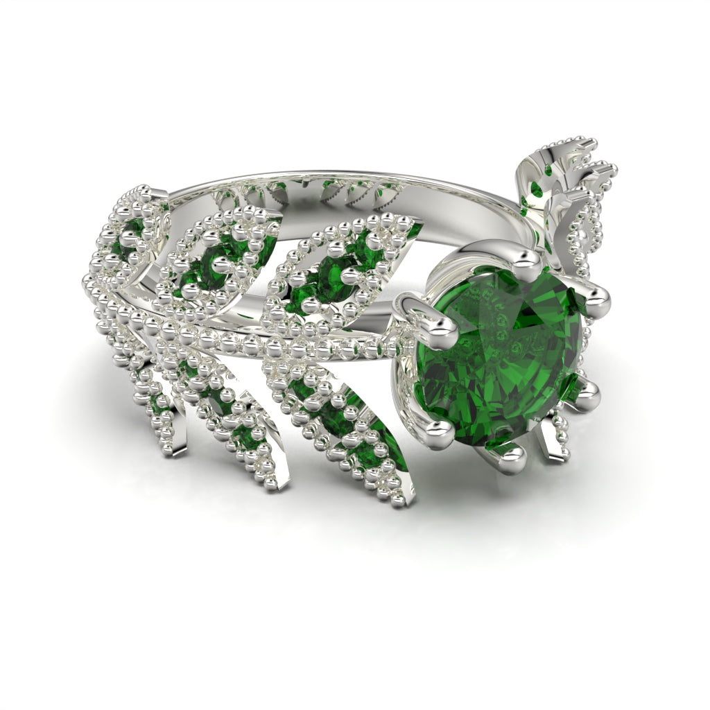 Ring with leaves and circular cut