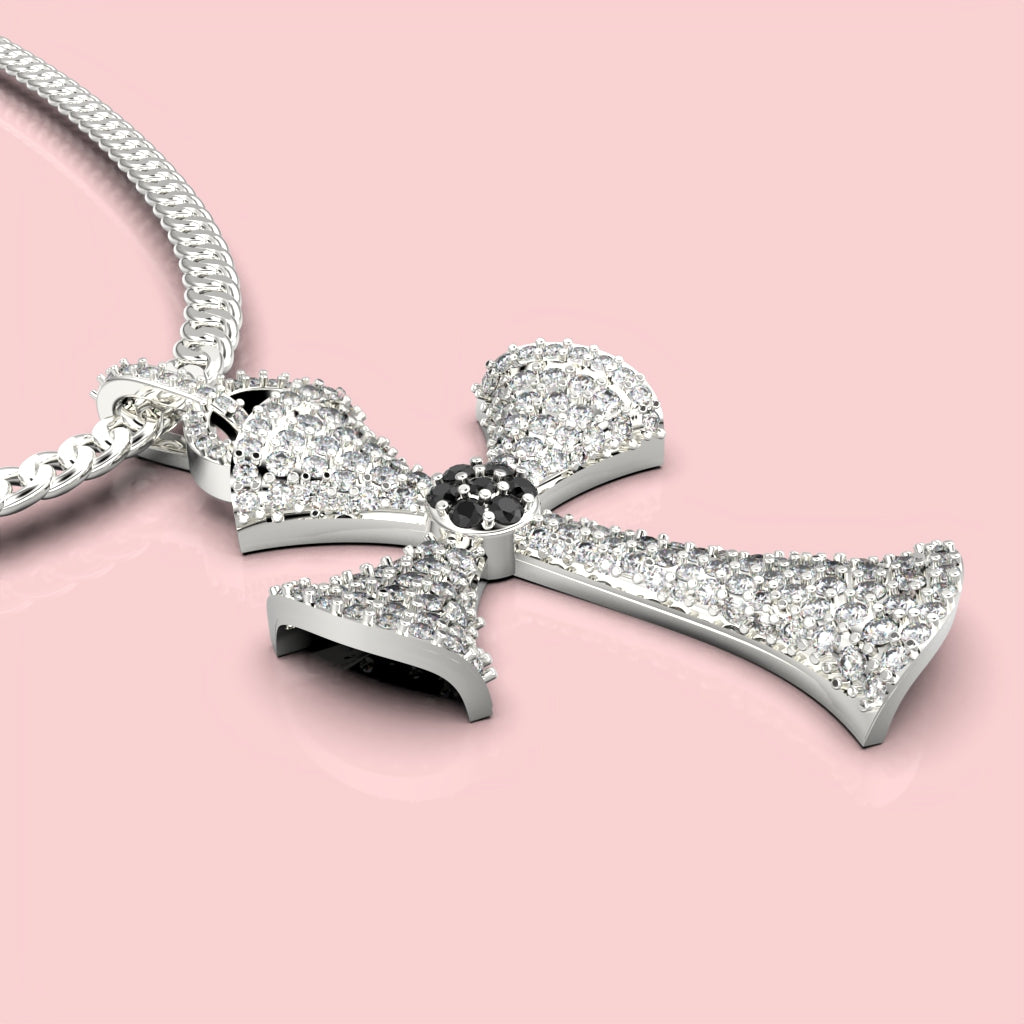 Cross necklace with circular cut