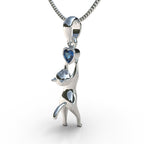 Collar de gato con piedra corazón en plata 950