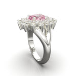 Cargue la imagen en el visor de la galería, Anillo roseta con piedra central oval