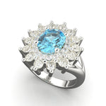 Cargue la imagen en el visor de la galería, Anillo roseta con piedra central oval