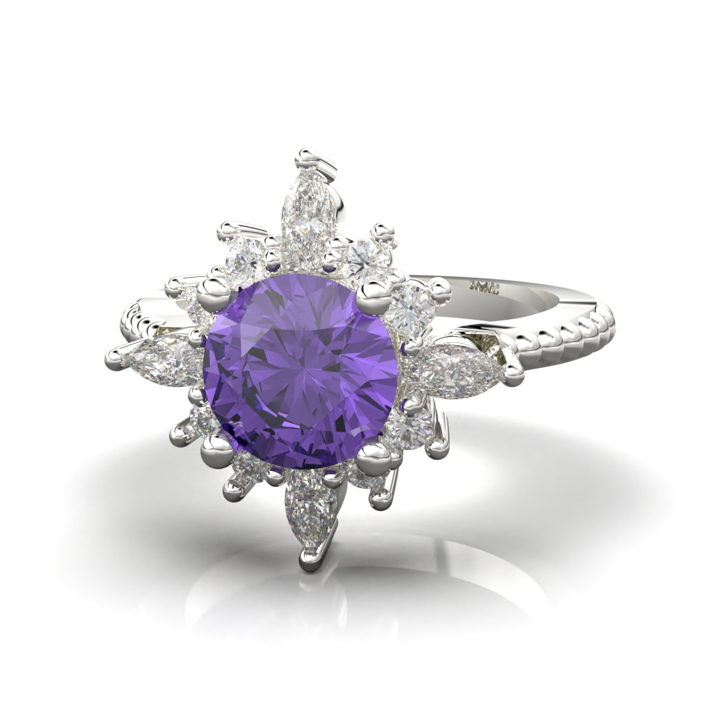 Anillo copo de nieve en plata 950