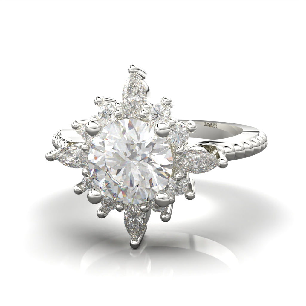 Anillo copo de nieve en plata 950