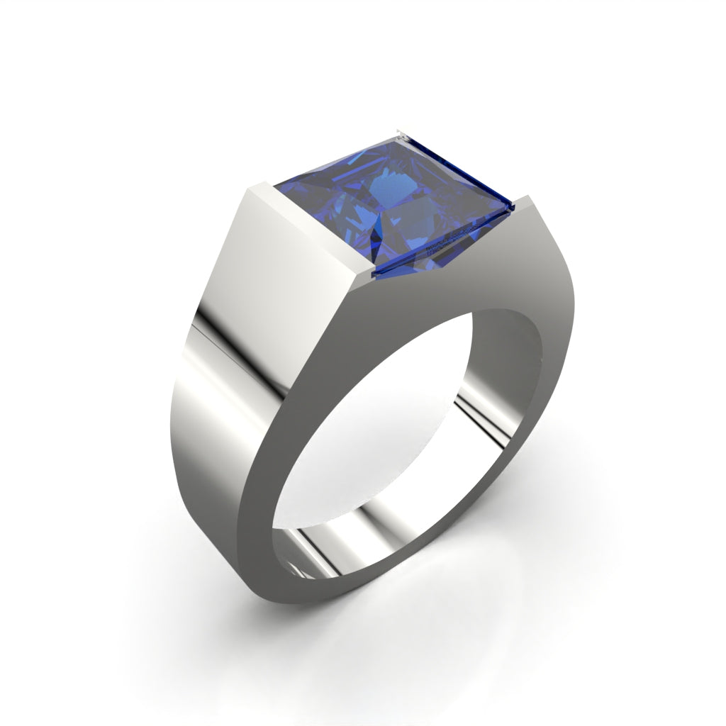 Anillo con piedra cuadrada en plata 950